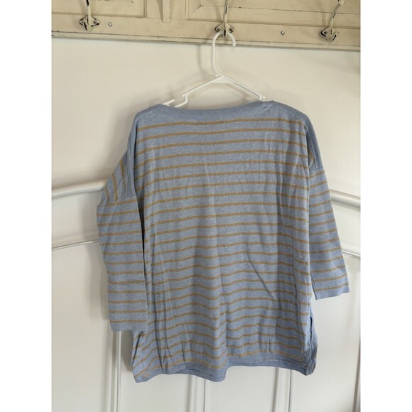 Lilly Pulitzer Cobo Sweater XS Small Blue Metallic Gold Coastal Shell Stripe - Picture 3 of 3